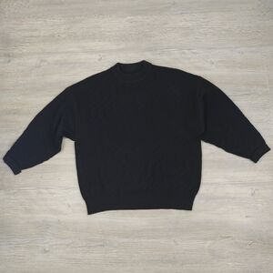 St Croix Knits 100% Wool Cable Knit Sweater Black USA Made Medium Womens